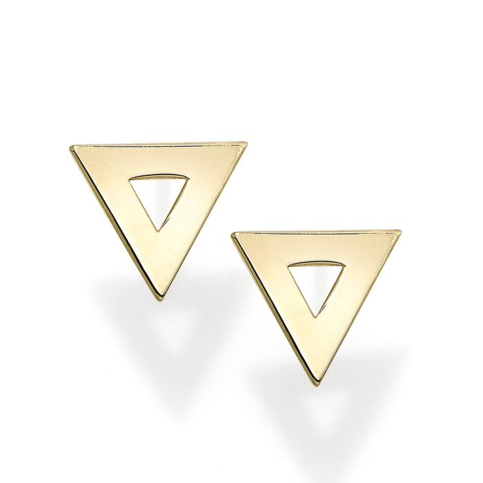 14kt Yellow Gold Polished Triangle Post Earring with Push Back Clasp ER8800 | Hannoush Jewelers