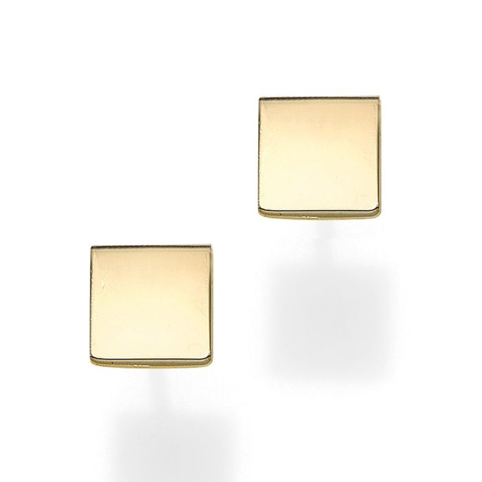 14kt Yellow Gold Polished Square Post Earring with Push Back Clasp ER8801 | Hannoush Jewelers