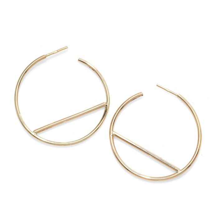 14K Yellow Gold Bar Hoops ER8841 | Hannoush Jewelers