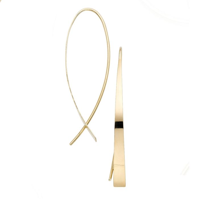 14K Yellow Gold Thread-through Ribbon Hoops ER8851 | Hannoush Jewelers