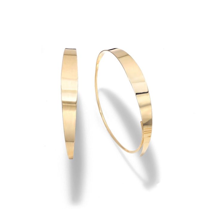 14kt Yellow Gold Polished Hoop Earring with Slide Clasp ER8855 | Hannoush Jewelers