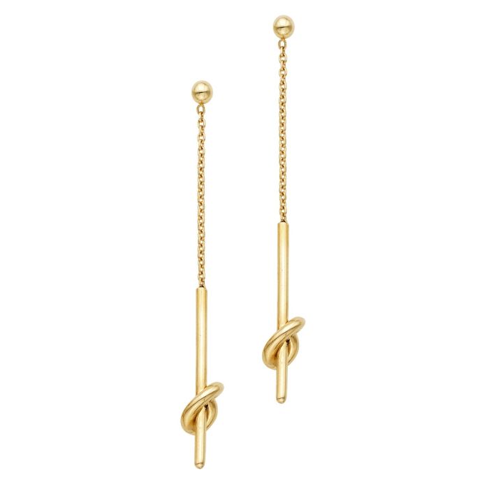 14K Yellow Gold Amore Knot Drop Earrings ER9028 | Hannoush Jewelers