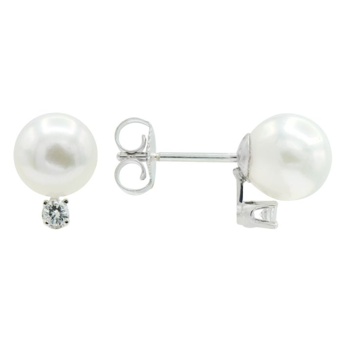 14K Gold Pearl and Diamond Studs | Hannoush Jewelers