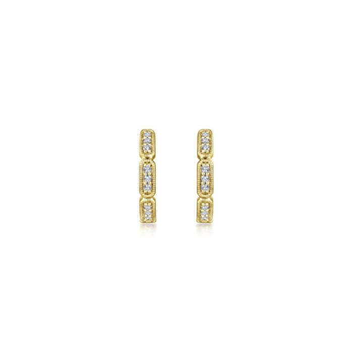 Gabriel & Co. - EG13457Y45JJ - 14K Yellow Gold Segmented 10mm Diamond Huggies | Hannoush Jewelers