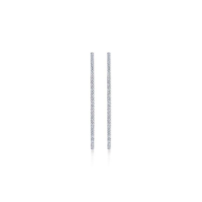 Gabriel & Co. - EG13508W45JJ - 14K White Gold French Pavï¾‚ 50mm Round Inside Out Diamond Hoop Earrings | Hannoush Jewelers