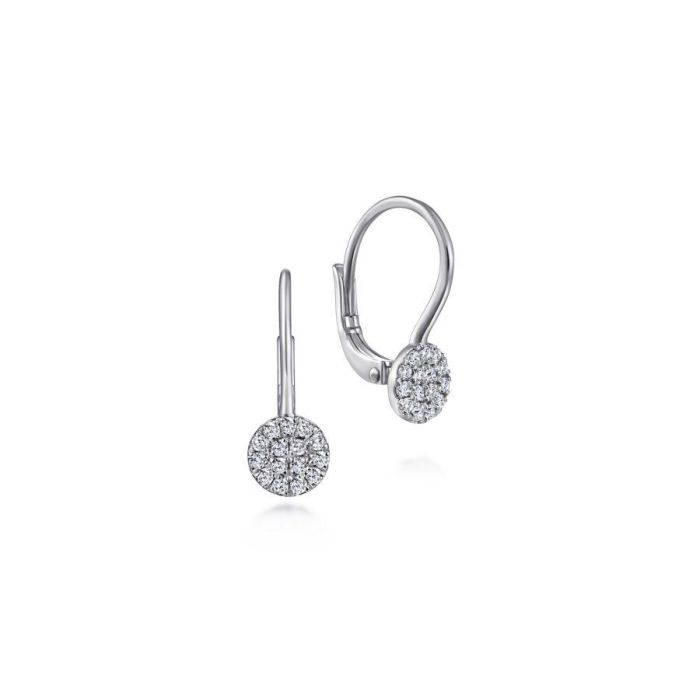 Gabriel & Co. - EG13620W45JJ - 14K White Gold Round Pavï¾‚ Diamond Drop Earrings | Hannoush Jewelers