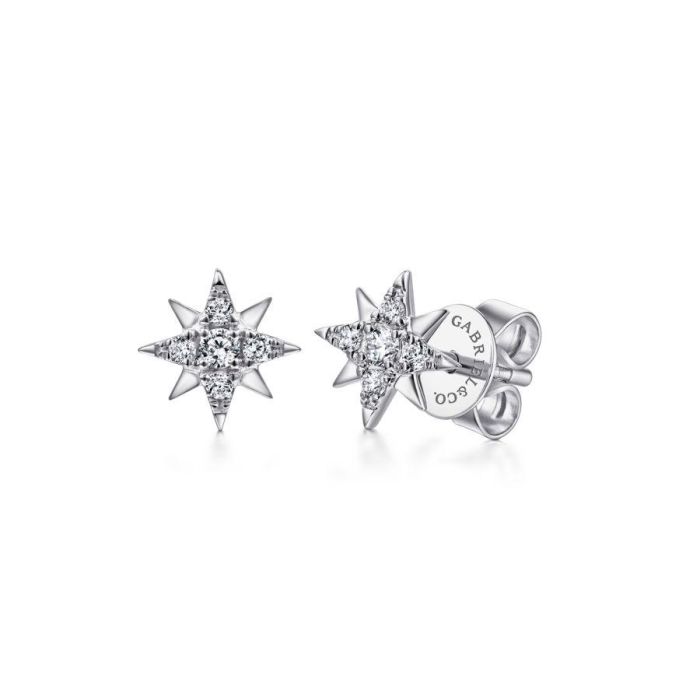 Gabriel & Co. - EG13749W45JJ - 14K White Gold Diamond Stud Star Earrings | Hannoush Jewelers