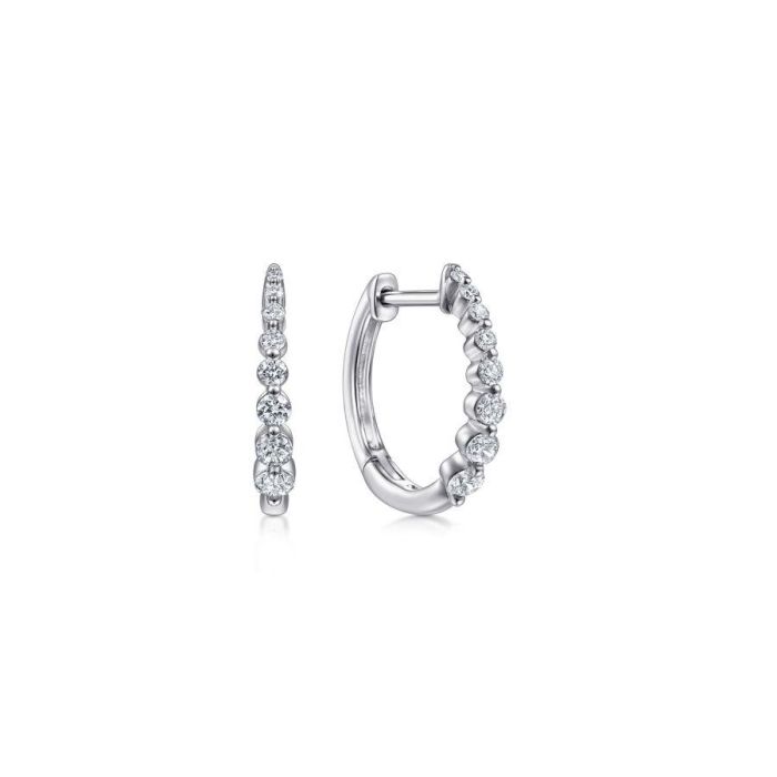 Gabriel & Co. - EG13835W45JJ - 14K White Gold 15mm Round Diamond Classic Huggies | Hannoush Jewelers