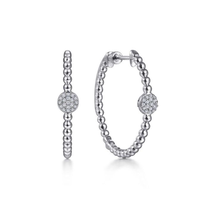 Gabriel & Co. - EG14160SVJWS - 925 Sterling Silver 30MM White Sapphire Pave' Classic Hoop Earrings | Hannoush Jewelers