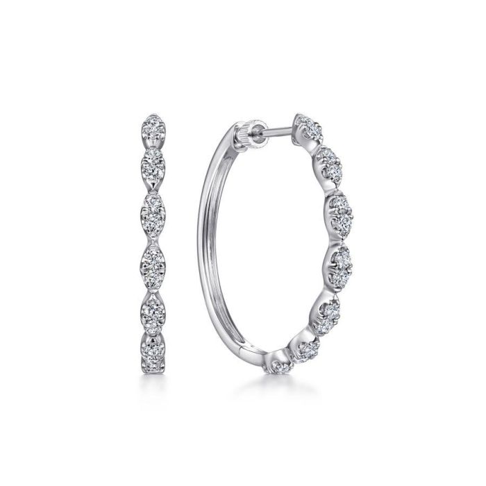 Gabriel & Co. - EG14206W45JJ - 14K White Gold 30MM Diamond Earrings | Hannoush Jewelers