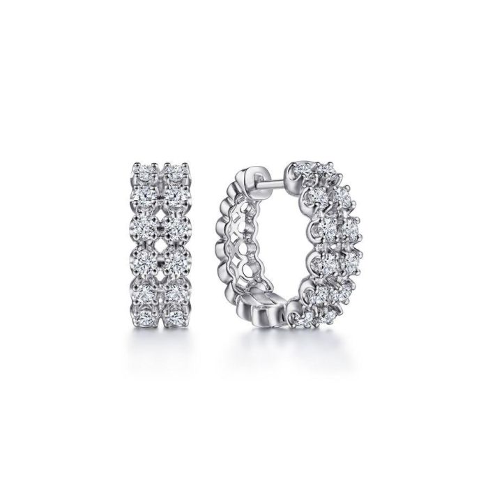 Gabriel & Co. - EG14237W45JJ - 14K White Gold 15MM Diamond Earrings | Hannoush Jewelers