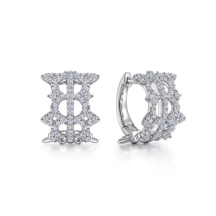 Gabriel & Co. - EG14303W45JJ - Vintage 14K White Gold 15MM Diamond Earrings | Hannoush Jewelers