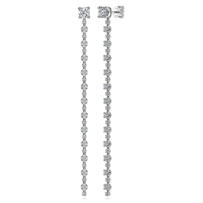 Gabriel & Co. - EG14325W84JJ - 18K White Gold Diamond Drop Earrings | Hannoush Jewelers