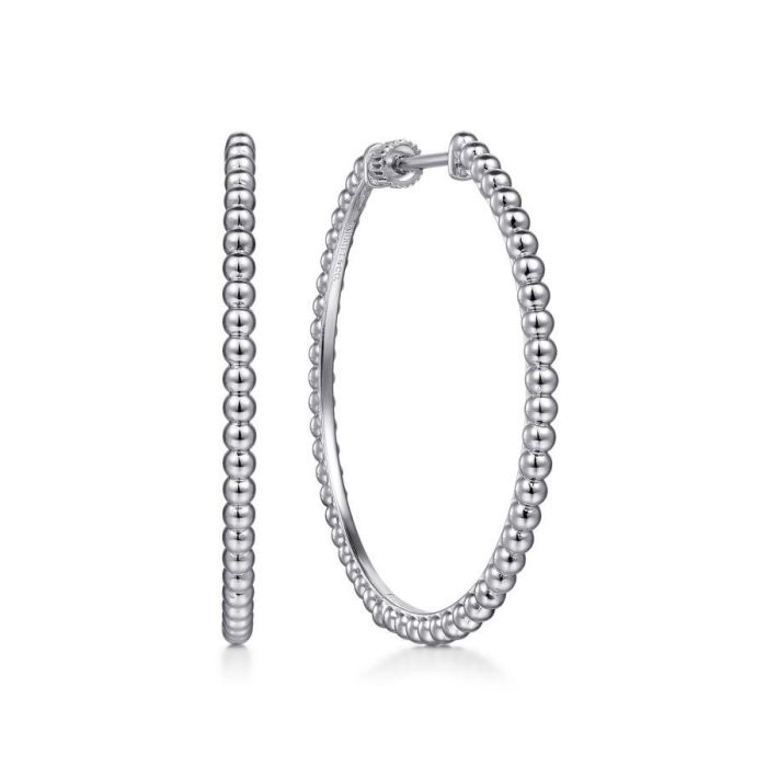 Gabriel & Co. - EG14444SVJJJ - 925 Sterling Silver 40MM Beaded Classic Hoop Earrings | Hannoush Jewelers