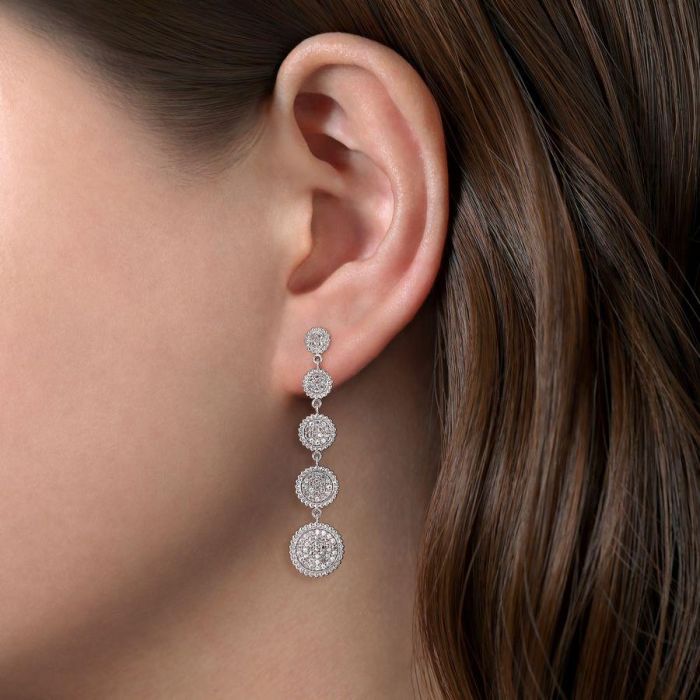 Gabriel & Co. - EG14451SVJWS - 925 Sterling Silver White Sapphire Long Drop Stud Earrings | Hannoush Jewelers