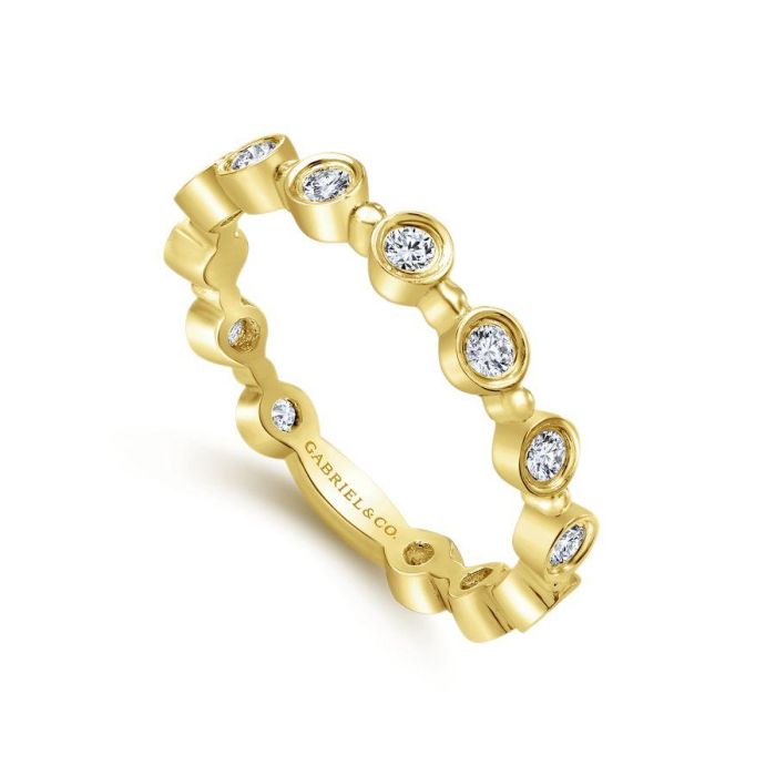 Gabriel & Co. - LR4584Y45JJ - 14K Yellow Gold Diamond Bezel Ring | Hannoush Jewelers