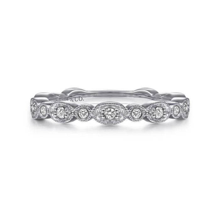 Gabriel & Co. - LR4750W45JJ - 14K White Gold Graduating Station Diamond Stackable Ring | Hannoush Jewelers