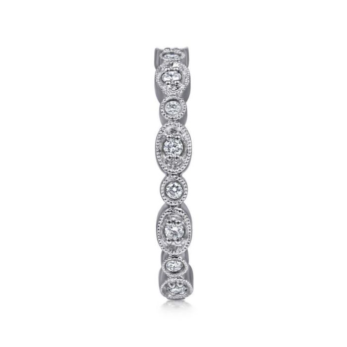 Gabriel & Co. - LR4750W45JJ - 14K White Gold Graduating Station Diamond Stackable Ring | Hannoush Jewelers