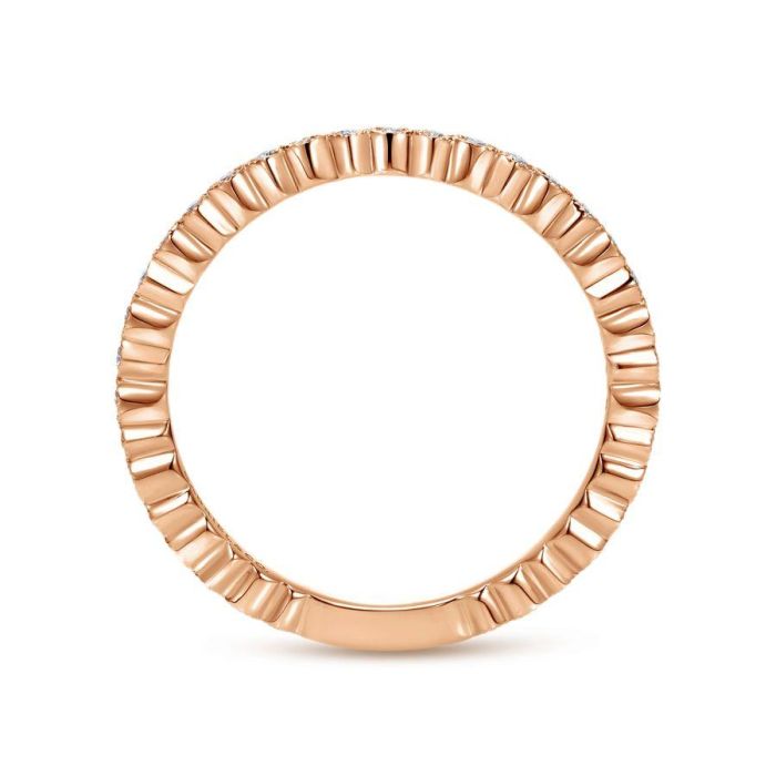 Gabriel & Co. - LR4801K45JJ - 14K Rose Gold Scalloped Stackable Diamond Band | Hannoush Jewelers