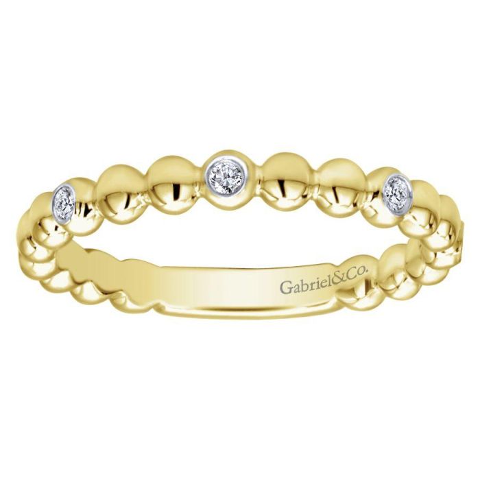 Gabriel & Co. - LR4870Y44JJ - 14K Yellow Gold Beaded Station and Diamond Ring | Hannoush Jewelers