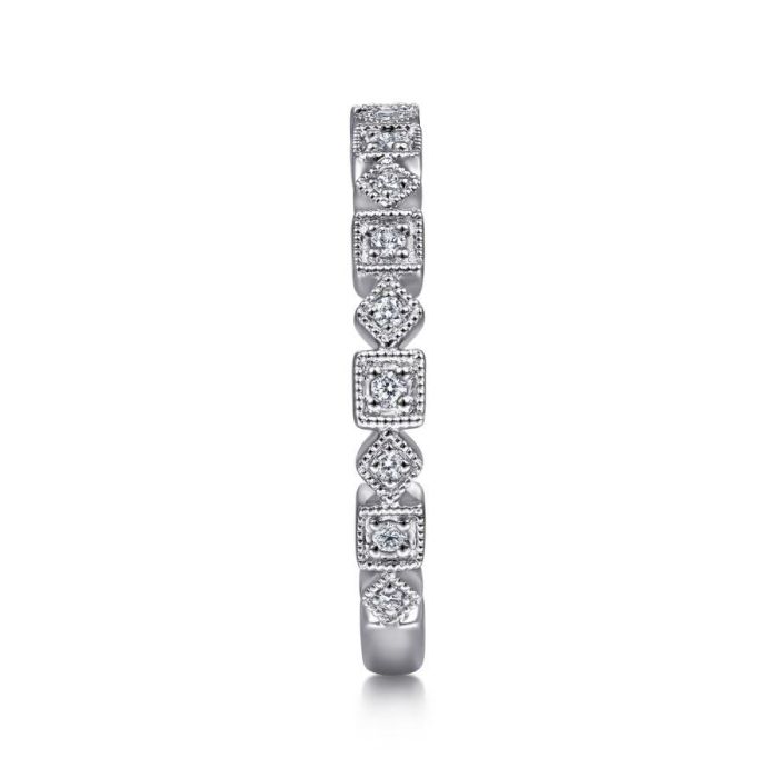 Gabriel & Co. - LR4912W45JJ - 14K White Gold Geometric Diamond Stackable Ring | Hannoush Jewelers