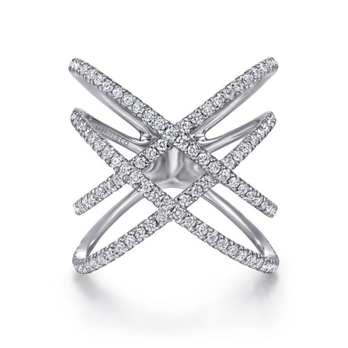 Gabriel & Co. - LR50925W45JJ - 14K White Gold Layered Woven Diamond Ring | Hannoush Jewelers