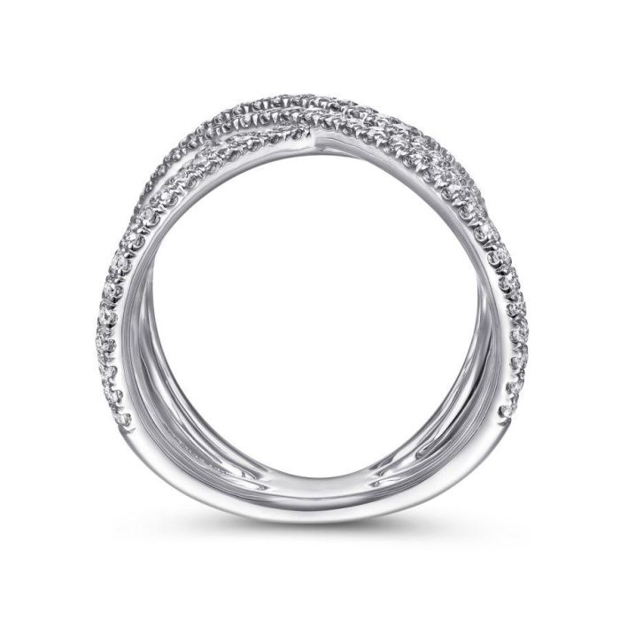 Gabriel & Co. - LR50925W45JJ - 14K White Gold Layered Woven Diamond Ring | Hannoush Jewelers