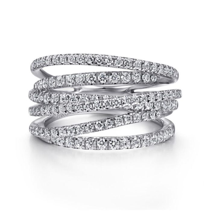 Gabriel & Co. - LR50964W45JJ - 14k White Gold Layered Wide Band Diamond Ring | Hannoush Jewelers