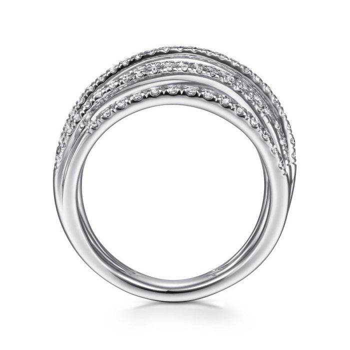 Gabriel & Co. - LR50964W45JJ - 14k White Gold Layered Wide Band Diamond Ring | Hannoush Jewelers