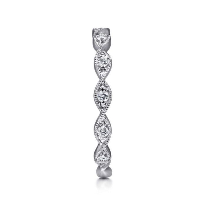 Gabriel & Co. - LR51178W45JJ - 14K White Gold Twisted Diamond Stackable Ring | Hannoush Jewelers