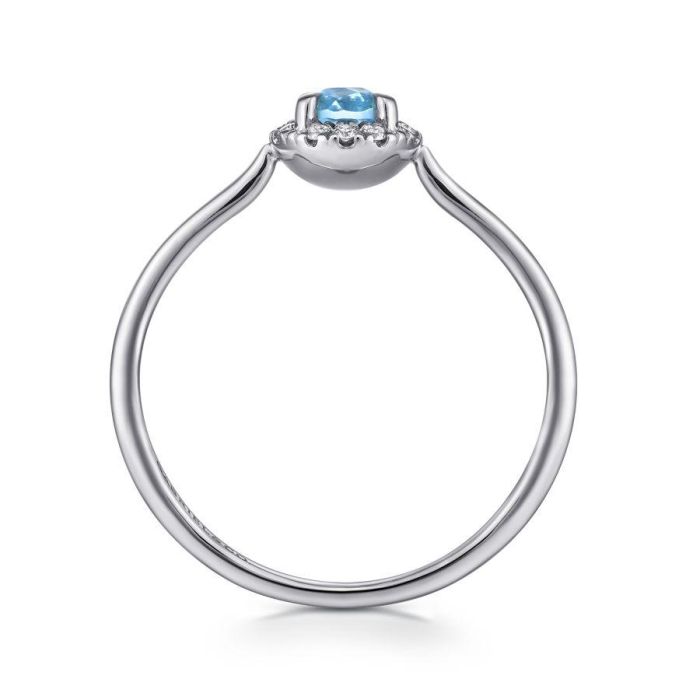 Gabriel & Co. - LR51264W45BT - 14K White Gold Round Blue Topaz and Diamond Halo Ring | Hannoush Jewelers