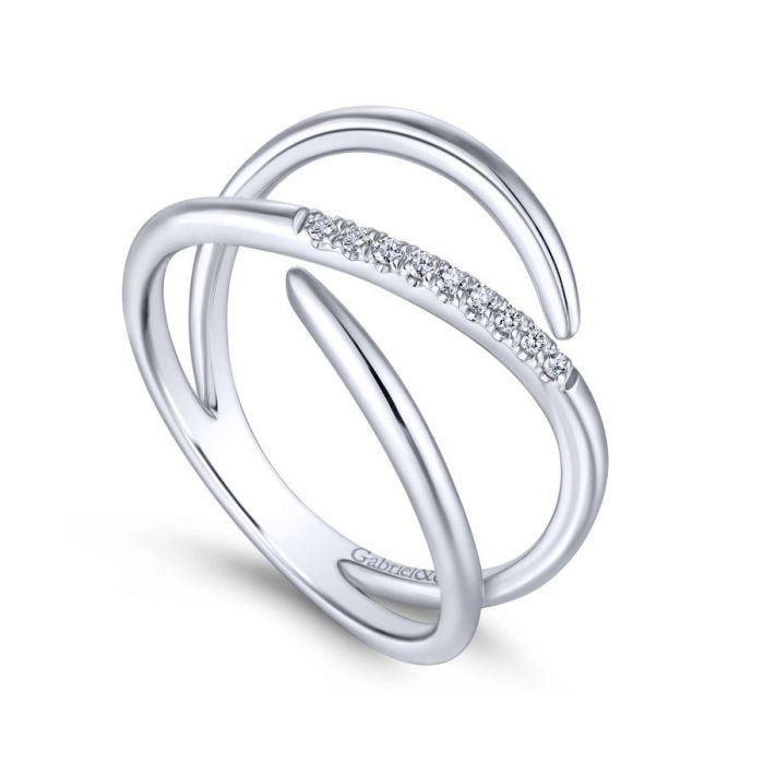 Gabriel & Co. - LR51267W45JJ - 14K White Gold Split Shank Pavﾂ Diamond Wrap Ring | Hannoush Jewelers