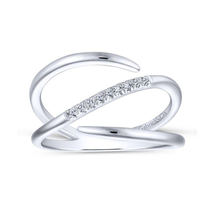 Gabriel & Co. - LR51267W45JJ - 14K White Gold Split Shank Pavﾂ Diamond Wrap Ring | Hannoush Jewelers