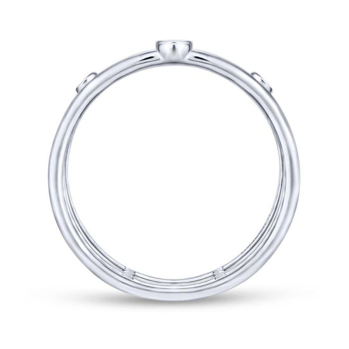 Gabriel & Co. - LR51278W45JJ - 14K White Gold Bezel Set Diamond Station Layered Ring | Hannoush Jewelers