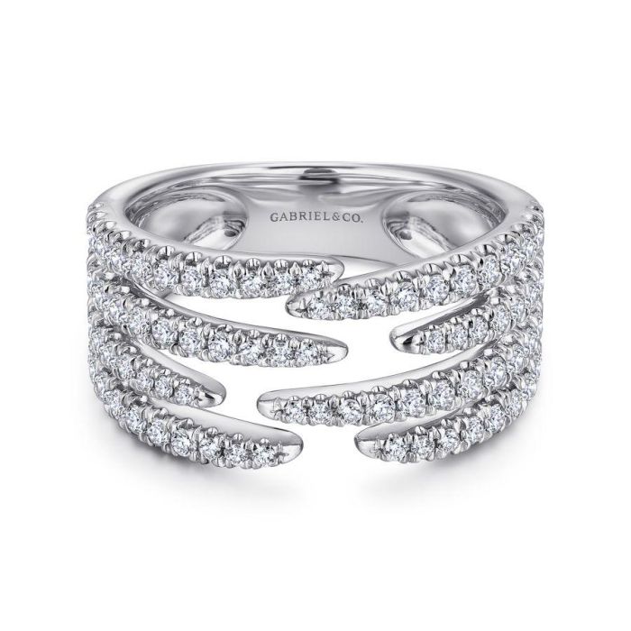 Gabriel & Co. - LR51301W45JJ - 14K White Gold Open Wide Band Pavﾂ Diamond Ring | Hannoush Jewelers