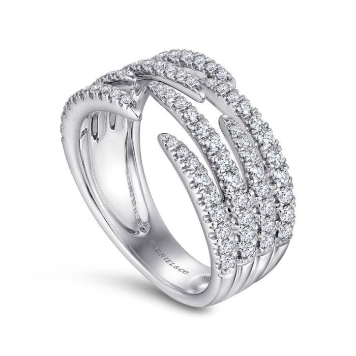 Gabriel & Co. - LR51301W45JJ - 14K White Gold Open Wide Band Pavﾂ Diamond Ring | Hannoush Jewelers