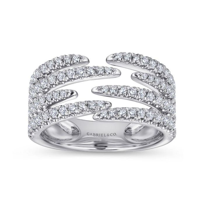 Gabriel & Co. - LR51301W45JJ - 14K White Gold Open Wide Band Pavﾂ Diamond Ring | Hannoush Jewelers