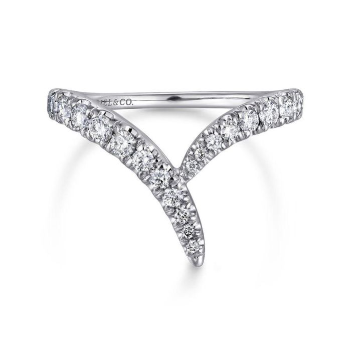 Gabriel & Co. - LR51302W45JJ - 14K White Gold V Shaped Bypass Diamond Ring | Hannoush Jewelers