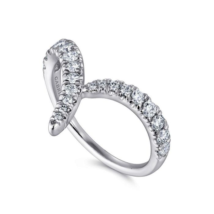 Gabriel & Co. - LR51302W45JJ - 14K White Gold V Shaped Bypass Diamond Ring | Hannoush Jewelers