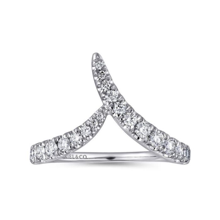 Gabriel & Co. - LR51302W45JJ - 14K White Gold V Shaped Bypass Diamond Ring | Hannoush Jewelers