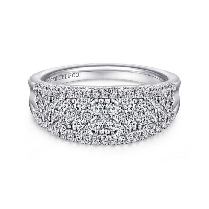 Gabriel & Co. - LR51342W45JJ - 14K White Gold Curved Pav‚ Diamond Ring | Hannoush Jewelers