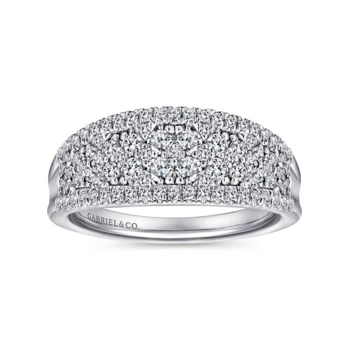 Gabriel & Co. - LR51342W45JJ - 14K White Gold Curved Pav‚ Diamond Ring | Hannoush Jewelers