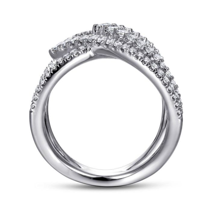 Gabriel & Co. - LR51496W45JJ - 14K White Gold Wide Band Layered Diamond Ring | Hannoush Jewelers