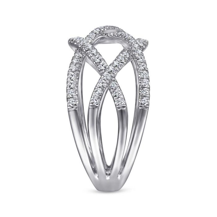 Gabriel & Co. - LR51503W45JJ - 14K White Gold Layered Grid Diamond Ring | Hannoush Jewelers