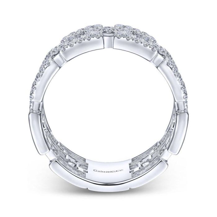 Gabriel & Co. - LR51551W44JJ - 14K White Gold Layered Wide Band Diamond Ring | Hannoush Jewelers