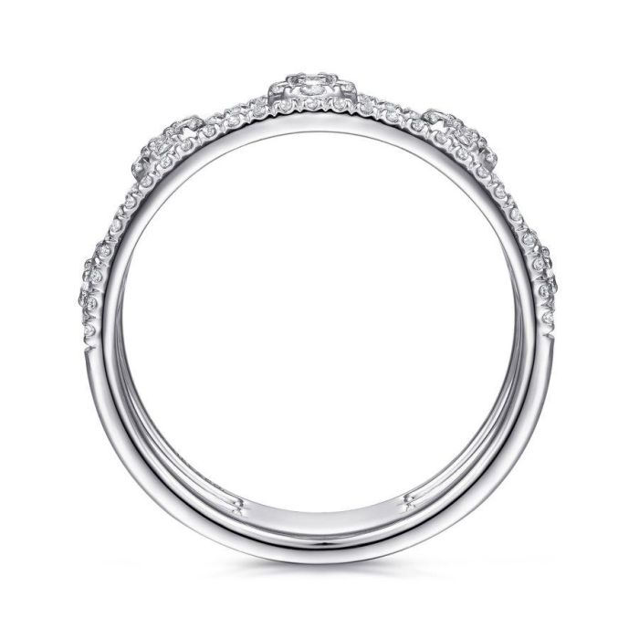 Gabriel & Co. - LR51555W45JJ - 14K White Gold Round Diamond Station Ring | Hannoush Jewelers