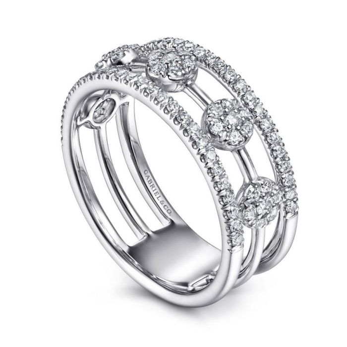 Gabriel & Co. - LR51555W45JJ - 14K White Gold Round Diamond Station Ring | Hannoush Jewelers