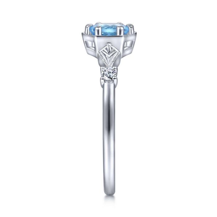 Gabriel & Co. - LR51601W45BT - 14K White Gold Hexagonal Blue Topaz Diamond Ring | Hannoush Jewelers