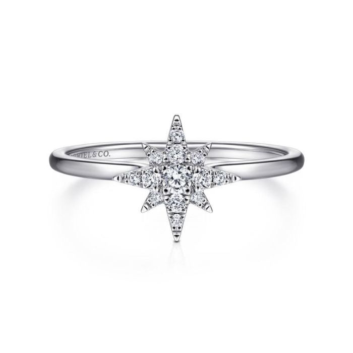 Gabriel & Co. - LR51609W45JJ - 14K White Gold Diamond Starburst Ring | Hannoush Jewelers