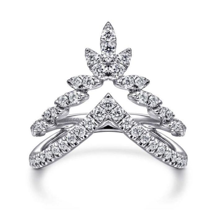 Gabriel & Co. - LR51656W45JJ - 14K White Gold Marquise Cluster Diamond Double V Ring | Hannoush Jewelers